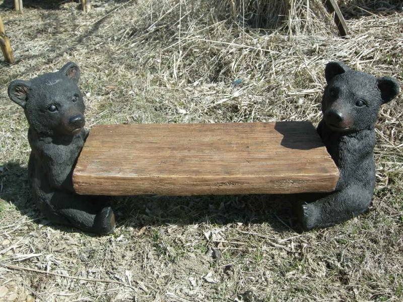 lot 2 image: Black Bear Decorative Bench