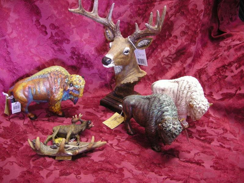 lot 11 image: Resin Deer, Buffalo, Moose Figures