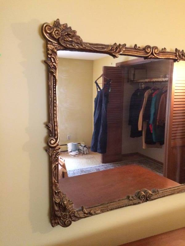 lot 3 image: Gorgeous Antique Gold Gilt Gesso Mirror 28 height  35 length