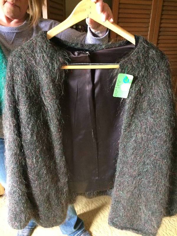 lot 14 image: Two Hand Knitted Car Coats Heavy Sweaters -&nbspHand Knitted by Clients Mother 1960s