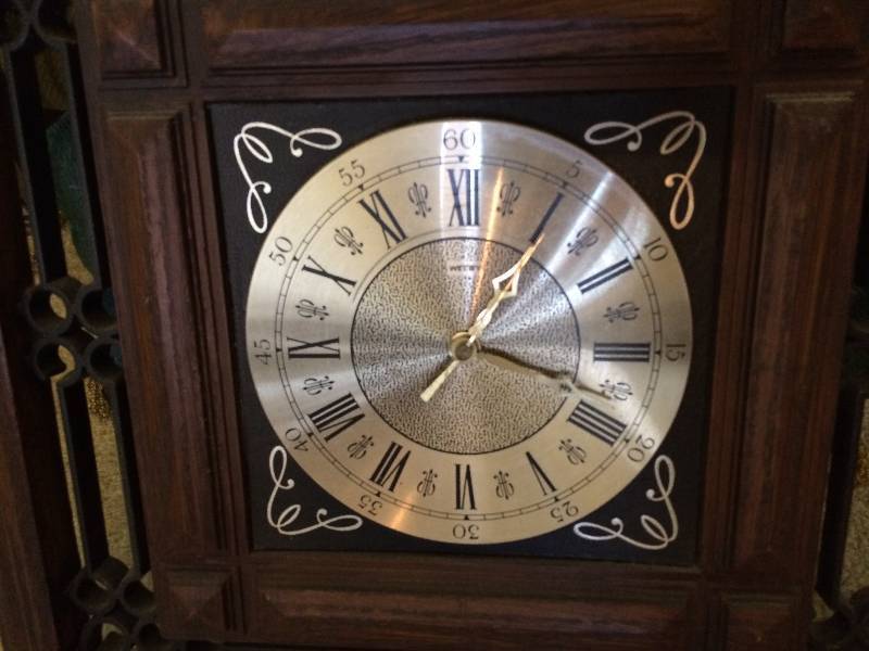 lot 38 image: MCM Wall Faux Wood Grain Clock