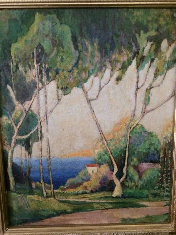lot 75 image: Antique Hand Painted English Countryside Landscape Picture - by EnglishBritish Artist Edmund Mathews&nbsp27 X  23