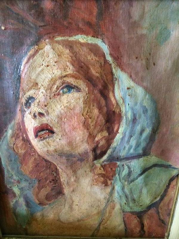 lot 91 image: Amazing 3 Dimensional Antique Hand Painted Lady Hand Painted By&nbspEnglishBritish Artist Edmund Mathews&nbsp24 X 20