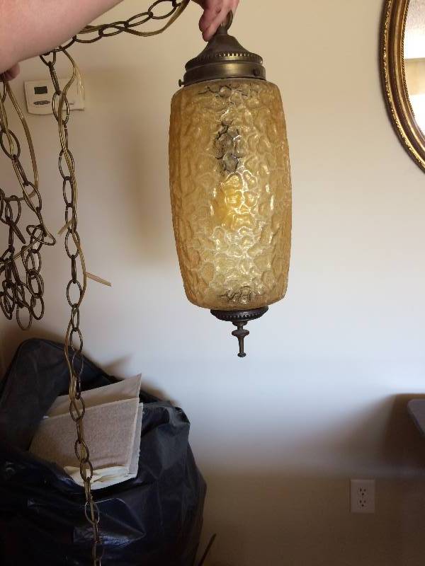 lot 113 image: Retro MCM Hanging Bubble Glass Light Fixture - Working - Great Condition 