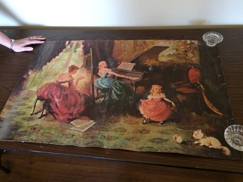 lot 153 image: WOW VERY RARE We believe this to be a Florence Kroger Lithograph from the 1950s that the artist&nbspEdmund Mathews used to make a Large Painting For The Clients Great Aunt.  24x 36
