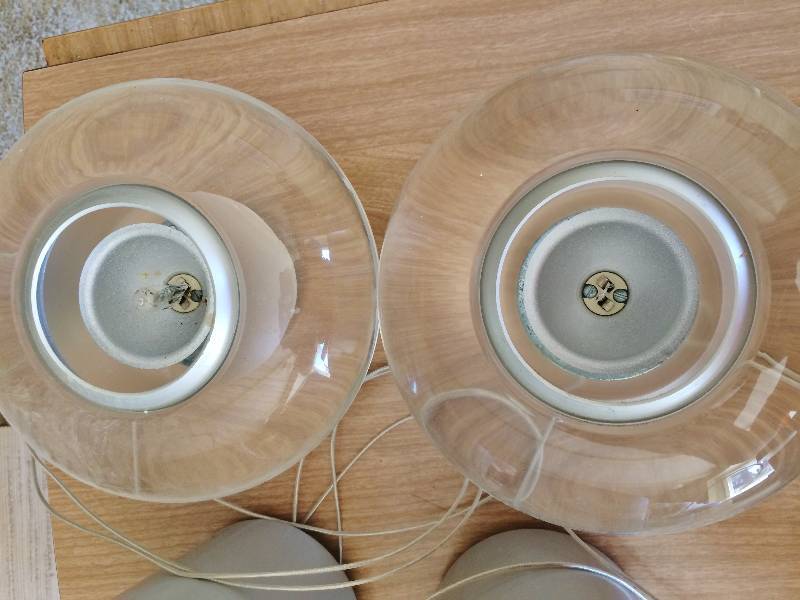 lot 118 image: MCM 3 Hanging Pendant Acrylic Light Fixtures - Excellent Condition