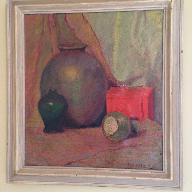 lot 17 image: Hand Painted Still Life by EnglishBritish Artist Edmund Mathews&nbsp22 width 24 height 