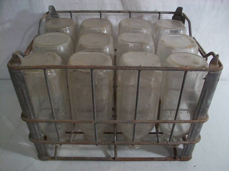 lot 55 image: Morris Cry. Co. Milk Crate & Bottles