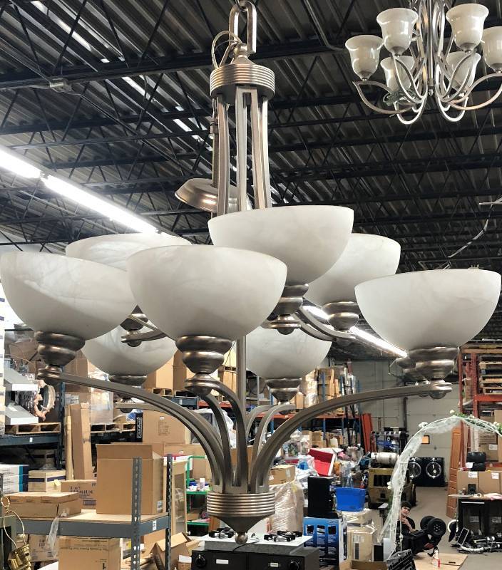 lot 21 image: Satin Nickel Chandelier