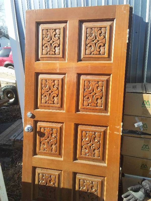 lot 36 image: Solid Carved Door, 36 x 79  inches