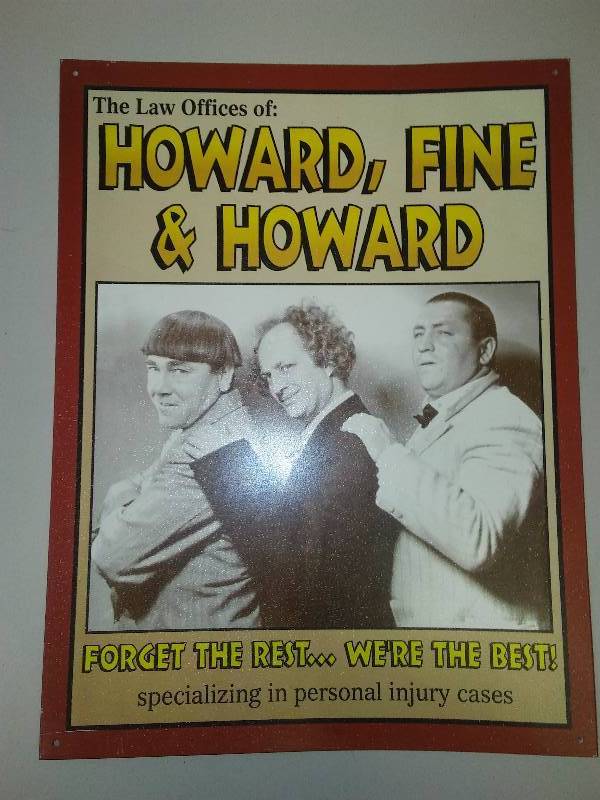 lot 15 image: 3 Stooges Metal Sign