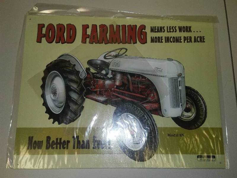 lot 39 image: Ford Farming 8N Tractor Metal Sign