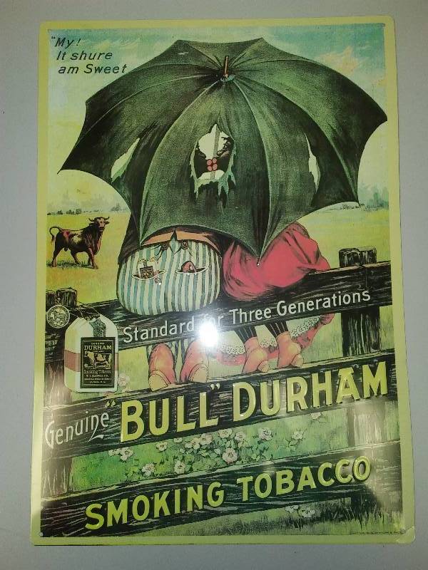 lot 43 image: Bull Durham Smoking Tobacco Metal Sign