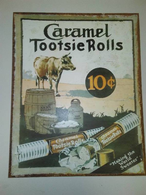lot 49 image: Carmel Tootsie Rolls Metal Sign