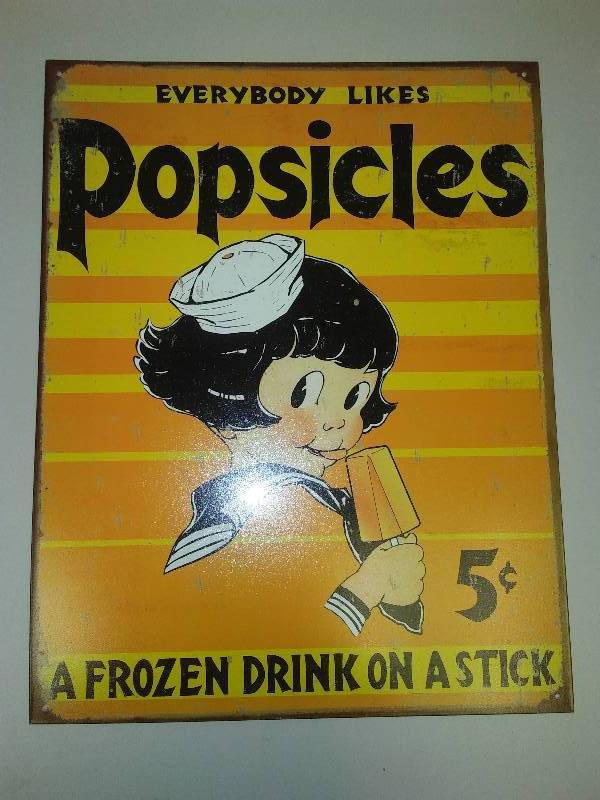 lot 50 image: Popsicles 5 Cents Metal Sign