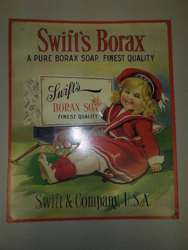 lot 54 image: Swifts Borax Soap Metal Sign,