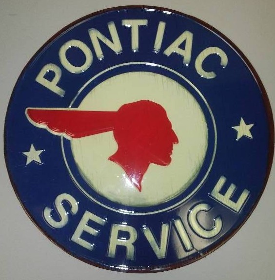 lot 61 image: Pontiac, Round, Metal Sign, 12 in. diameter