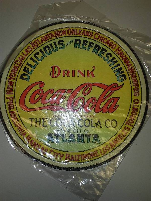 lot 80 image: Coca Cola Round Metal Sign