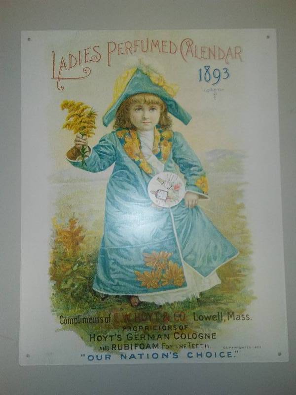 lot 82 image: E.W. Hoyt Ladies Perfumed Calendar Metal Sign