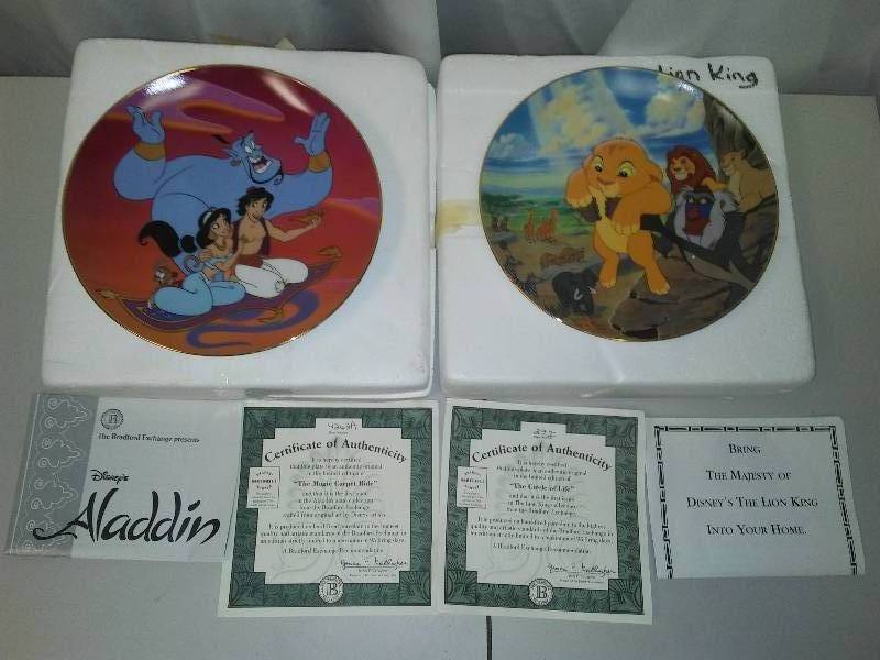 lot 113 image: Disney Collectible Plates (2) Aladdin and Lion King,