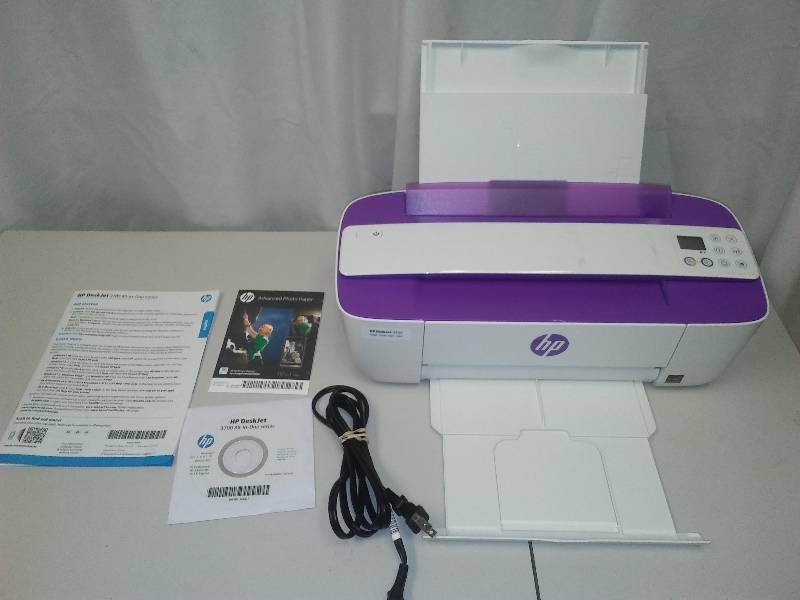 lot 129 image: HP Deskjet 3752 Print, Scan, Copy, WEB copier, about 5 copies ran.
