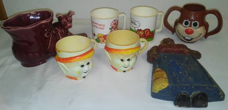lot 141 image: Pottery Shoe and Collectible Cups, Mugs.