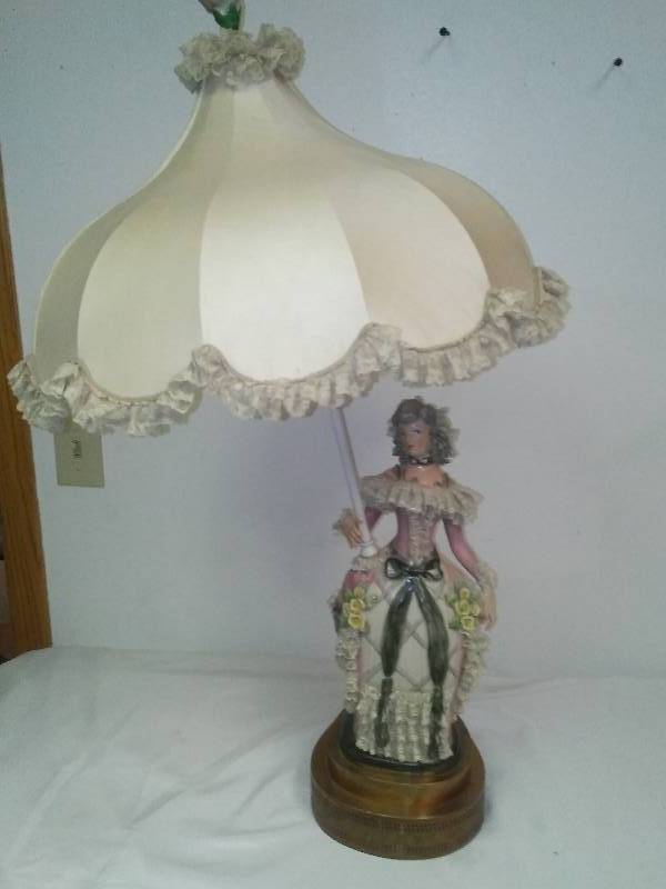 lot 146 image: Vintage Lamp. Parasol Lady. Very Delicate,