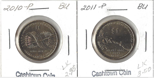 Two Native American Dollars - 2010-P & 2011-P