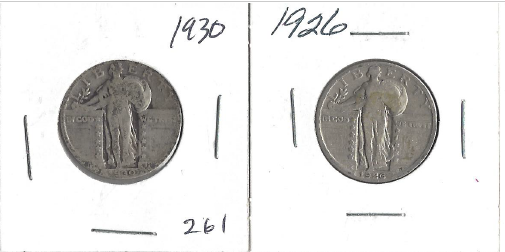 Two Standing Liberty Quarters - 1926 & 1930