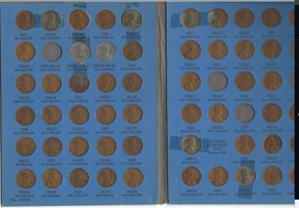 Collection of 61 Lincoln Pennies