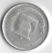 1 Ounce Fine Silver - Liberty Bell Design - Life, Liberty, & Happiness