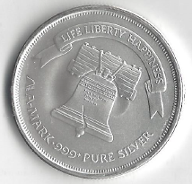 1 Ounce Fine Silver - Liberty Bell Design - Life, Liberty, & Happiness