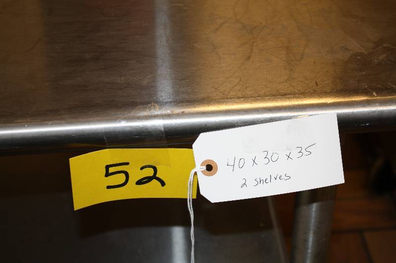 lot 52 image: Eagle, stainless steel worktable, 2 stainless steel under shelves, NSF, 40x30x35H