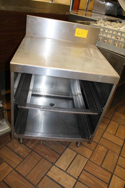 lot 61 image: StainlessTable with Two Dish Rack Slides with Drain