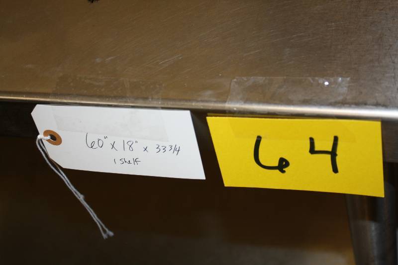 lot 64 image: Stainless Table 60x18x33.73