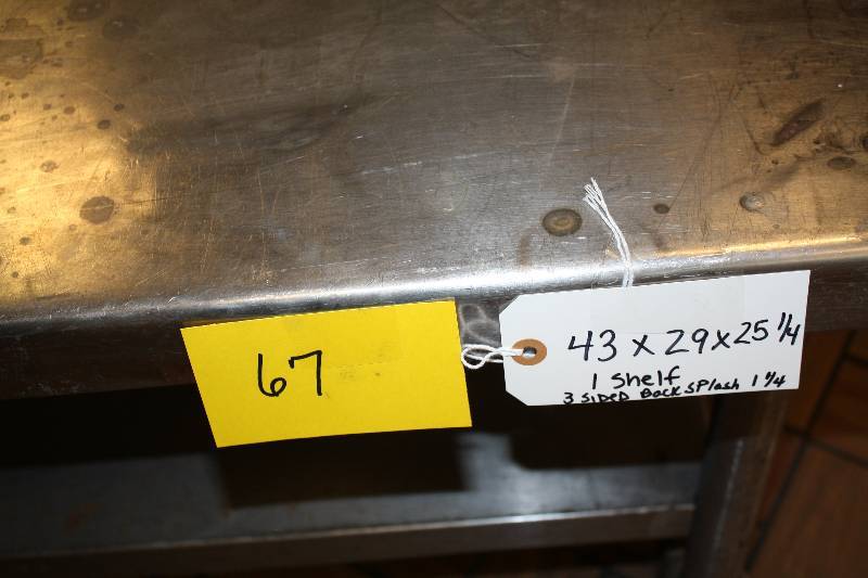 lot 67 image: Stainless steel equipment stand, 49x31x25H w2 three side splash guard