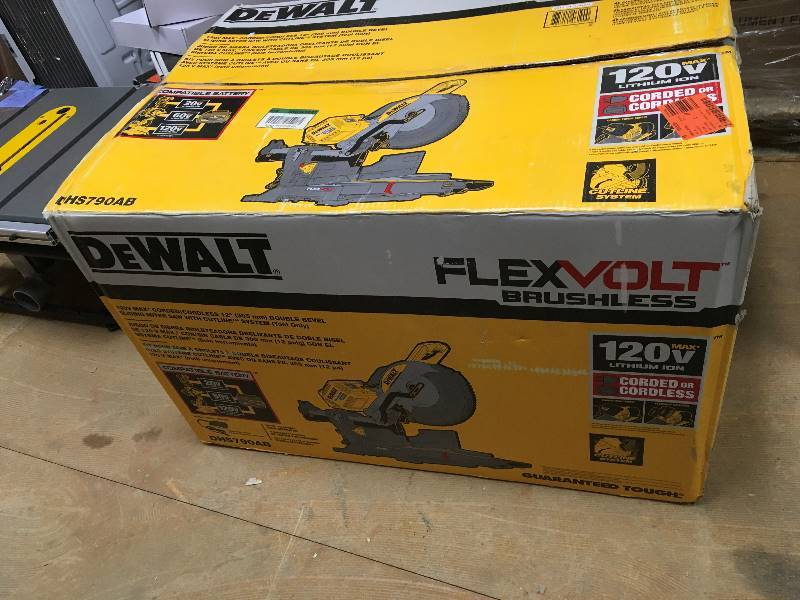 DeWalt FLEXVOLT 120-Volt MAX CordedCordless 12 Double Bevel Sliding Miter Saw with Cutline System- 120 Volt Addapter open box in like new conditionInculded- (Tool Only)