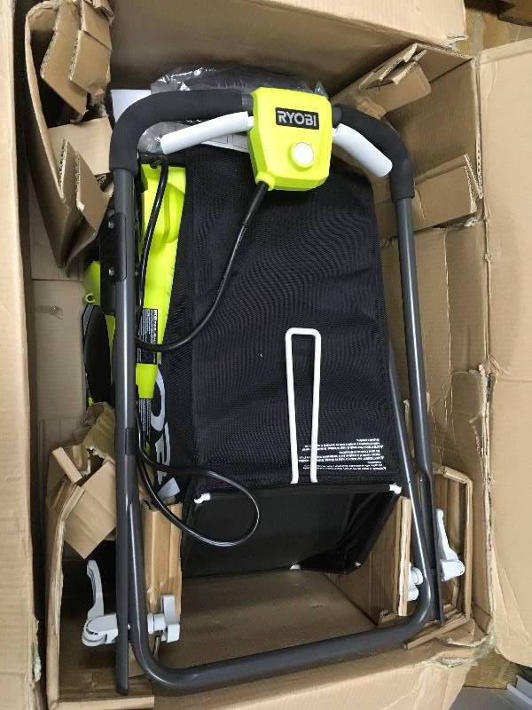Ryobi ONE 18V Lithium Hybird 16 Dual Power Lawn Mower open box in like new condition