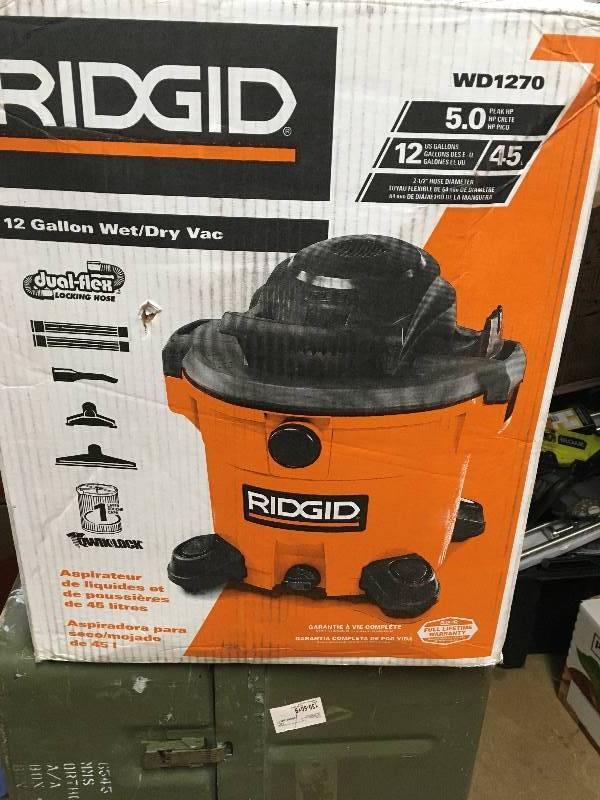 Ridgid 5.0 Peak Hp 12 Gallon WetDry Vacuum open box in like new condition