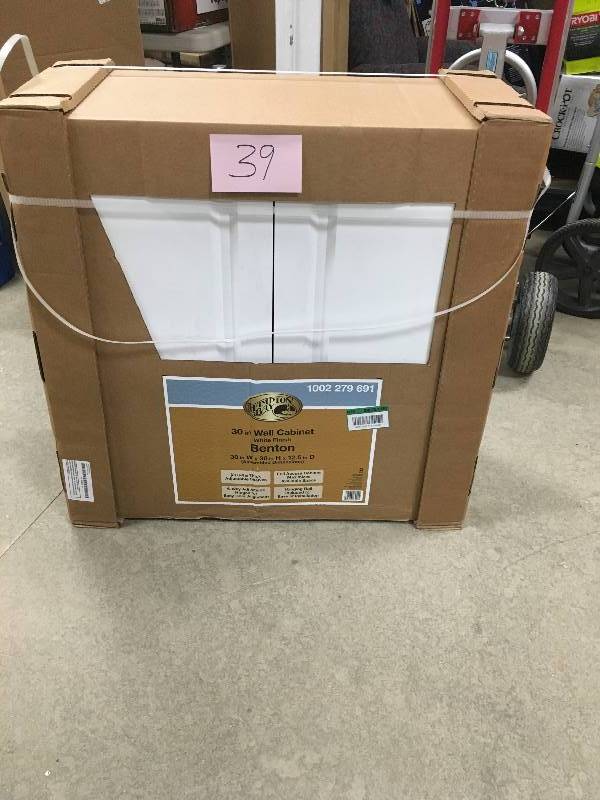 Hampton Bay Benton 30 in. Wall Cabinet  White Finish  open box not used