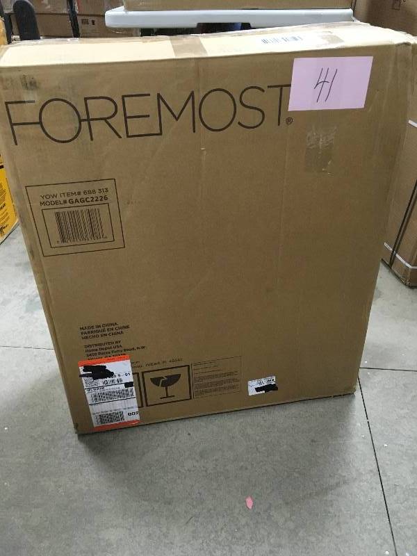 Foremost 22 w x 26 Hx 6-58 D Framed Surface -Mount Bathroom Medicine Cabinet in Gray  open box not used