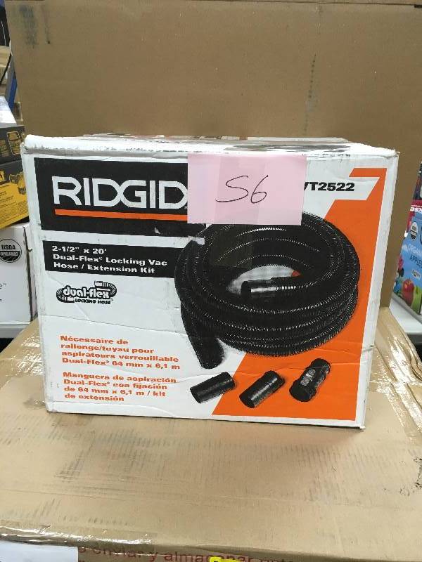 Ridgid 2-12 x 20 Dual Flex Locking Vac Hose  Extension Kit  open box not used