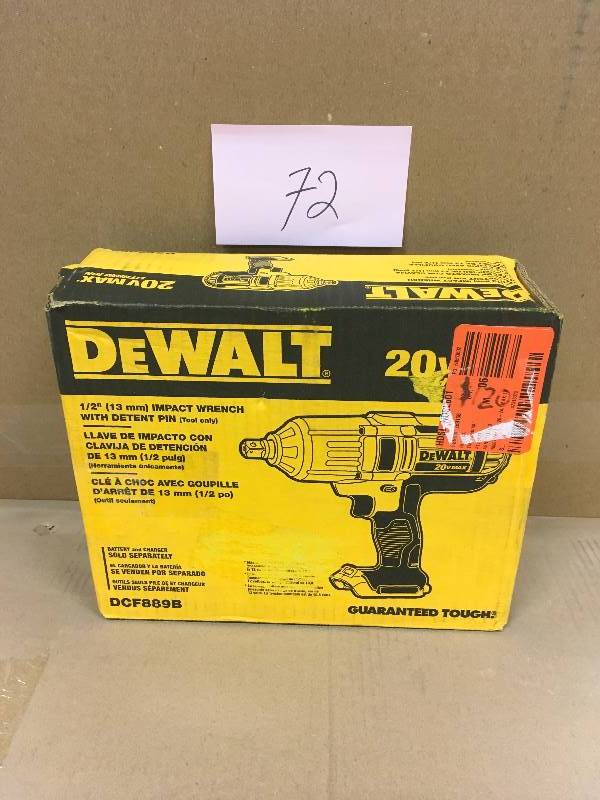 DeWalt 20-Volt MAX Lithium-Ion Cordless 12 in. High Torque Impact Wrench with Detent Pin ( Tool Only)  open box not used