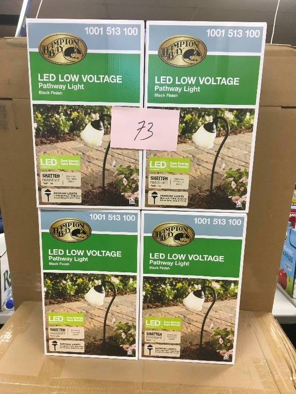 Hampton Bay Low Voltage Black Outdoor Intergrated LED Black Landscape Path Light - Lot of 4