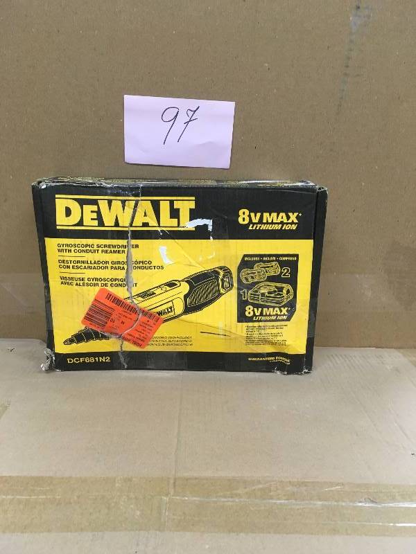DeWalt 8-Volt MAX Lithium-Ion Cordless Gyroscopic Screwdriver with Conduit Reamer, (2) Batteries 1Ah, 1-Hour Charger and Bag  open box not used