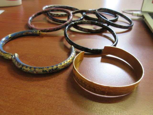 lot 304 image: PAINTED ENAMEL BANGLE BRACELETS