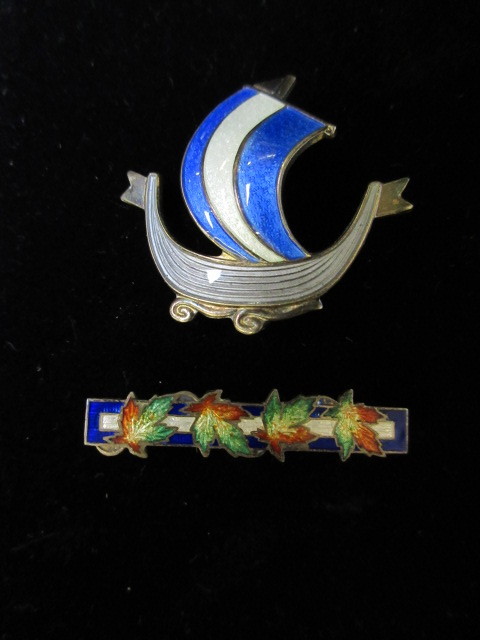 lot 314 image: TWO STERLING ENAMEL PINS