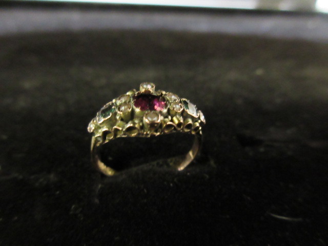 lot 337 image: EUROPEAN ANTIQUE 15K YG GEMSTONE RING