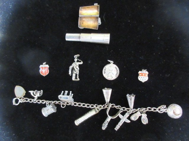 lot 353 image: STERLING NOVELTY CHARMS AND BRACELET