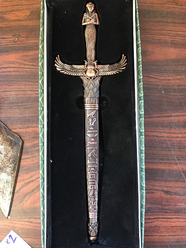 EGYPTIAN DAGGER AND SILVER PIE SERVER